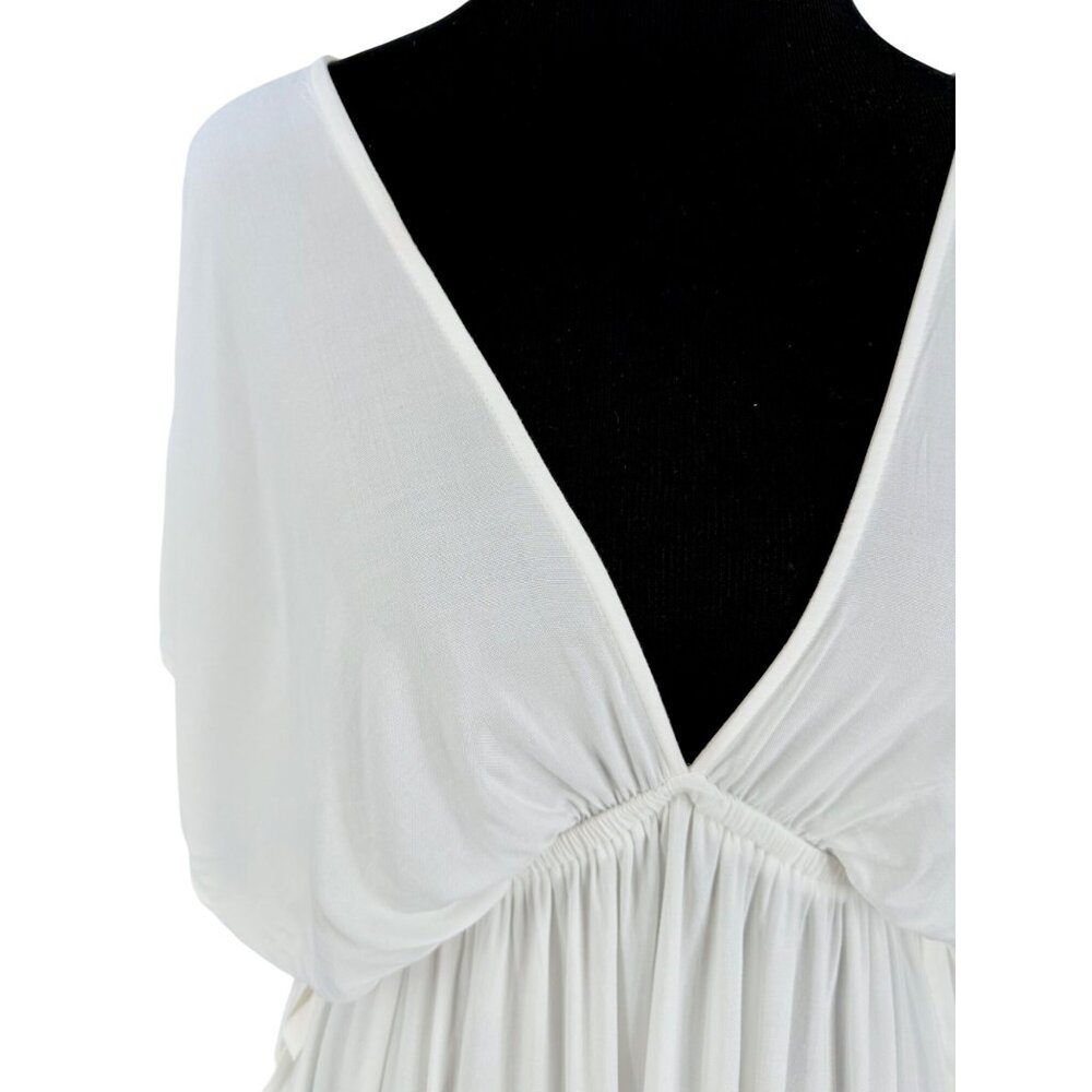 ASOS Maternity White V-Neck Maxi Dress Butterfly Sleeve Empire Waist Boho - Picture 5 of 16